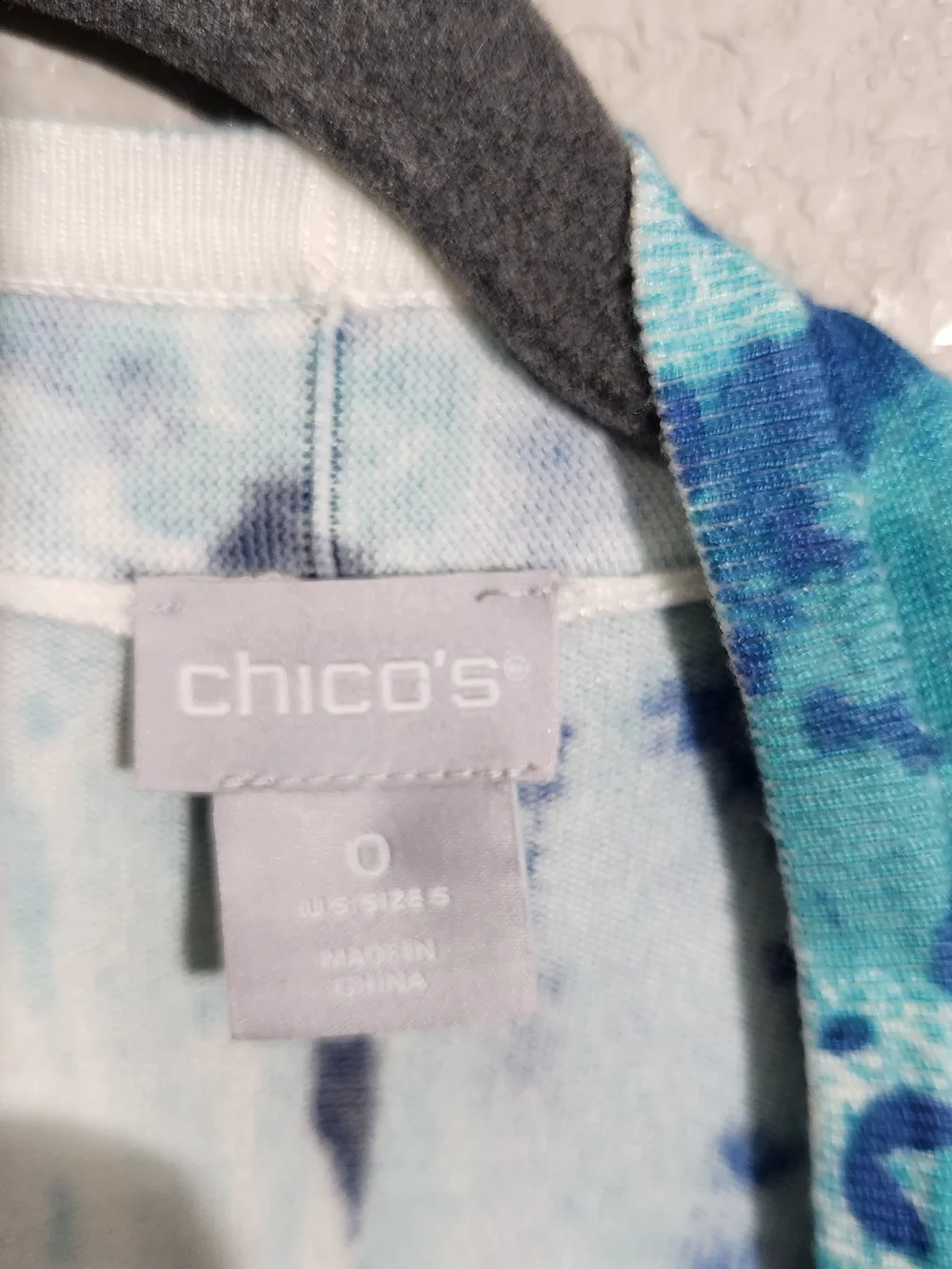 Chico's Blue Teal White Watercolor Print Sweater Cardigan Set